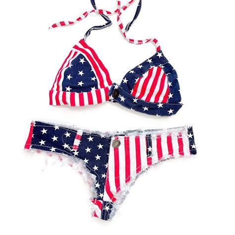 Patriotic American Flag Bikini Set Stars Stripes On Luulla