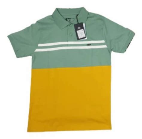 V Neck Yellow And Pistachio Green Men Half Sleeves T Shirt Polo Neck Plain At Rs 320 In Jalgaon