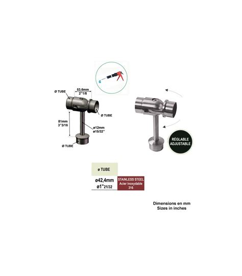 Support Orientable De Main Courante Mm Inox