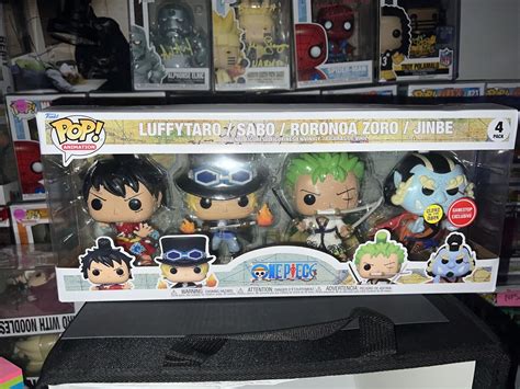 Funko Pop One Piece Luffytaro Sabo Roronoa Zoro Jinbe 4 Pack Gamestop Glow Dark 889698691079 Ebay