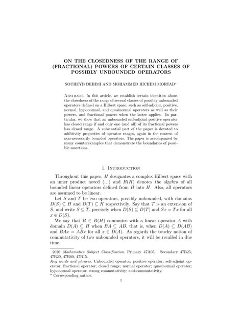 PDF On The Closedness Of The Range Of Fractional Powers Of Certain