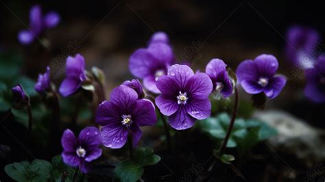 Purple Viola Flowers In Nature As A Desktop Background Flower