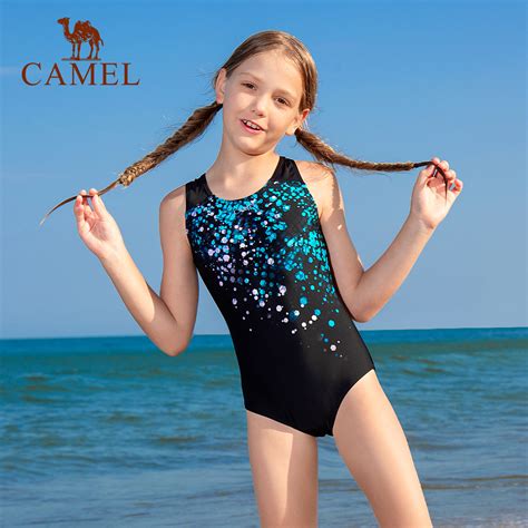 [USD 47.54] Camel Girls Siamese Swimsuit 2023 New Middle School ...