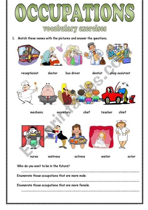 Jobs Occupations English Esl Vocabulary Worksheets 51 Off