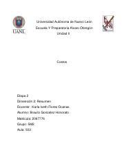 Costos Dim Etapa Pdf Universidad Aut Noma De Nuevo Le N Escuela Y