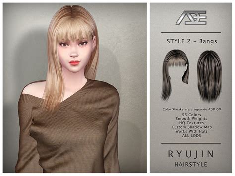 The Sims Resource Ryujin Style 2 With Bangs Hairstyle