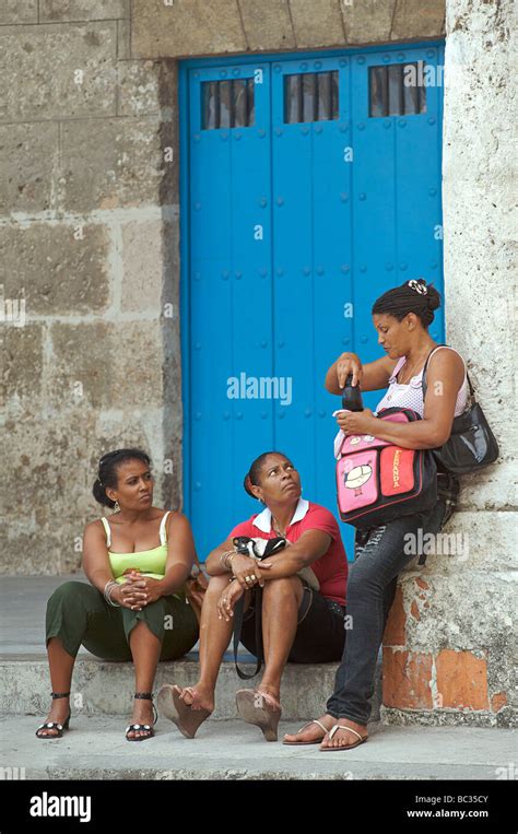 Cuban Women In The Plaza Vieja Havana Cuba Stock Photo Alamy