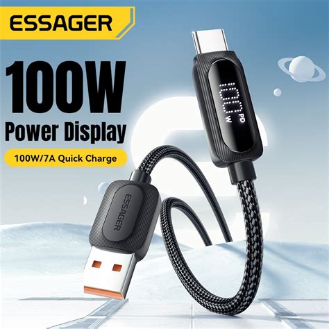 Essager A W Usb A To Type C Data Cable Digital Display Charging