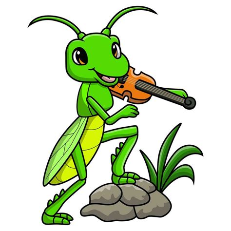 Cute Grasshopper Cartoon Playing Violin 35155265 Vector Art At Vecteezy