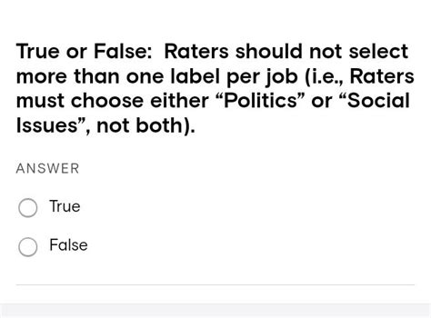 Solved True Or False Raters Should Not Select More Than One