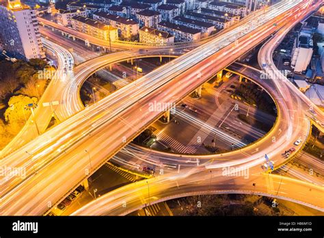 City Overpass Closeup At Busy Night Stock Photo Alamy