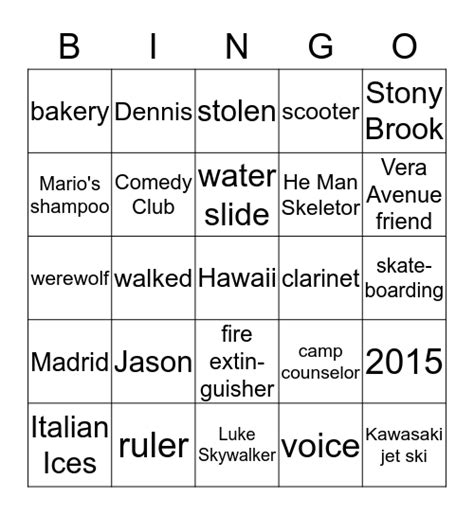 Brian's 40th Birthday Bingo Card