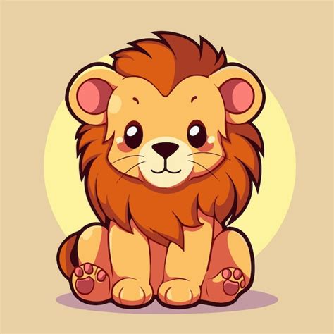 Premium Vector A Cartoon Lion Sitting On A Yellow Background