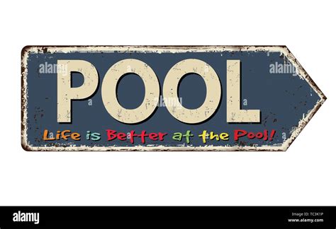 Pool Vintage Rostiges Metall Zeichen Auf Wei Em Hintergrund Vector