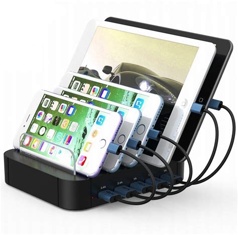 USB Charging Station 5-Port Desktop Stand Organizer for iPhone, iPad ...