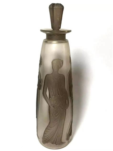 1910 Rene Lalique Ambre Antique Perfume Bottle Coty Frosted Glass Sepia Patina At 1stdibs