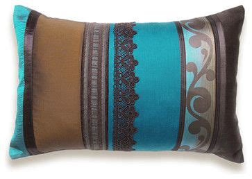 Teal Blue Chocolate Rust Brown Lumbar Pillow Case Ooak X In Irma