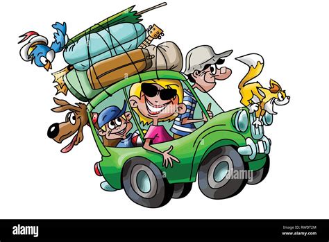 Cartoon caricature family road trip hi-res stock photography and images ...