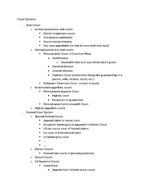 Business Law Chapter 3: Overview of Court Systems and Jurisdiction