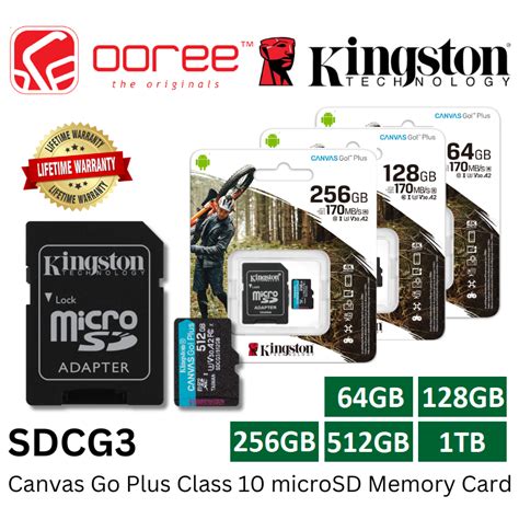 KINGSTON SDCG3 CANVAS GO PLUS CLASS 10 MICROSD MEMORY CARD WITH ADAPTER ...