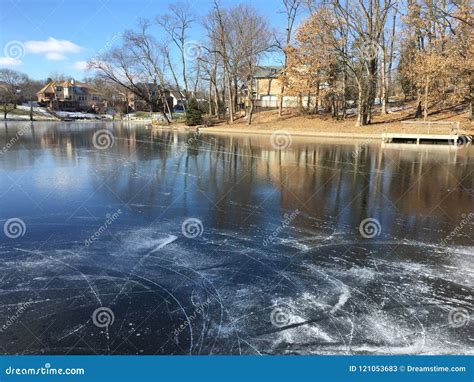 Ice Hockey Pond Frozen Lake Freeze Skating Figure Skating Stock Image