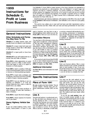 Fillable Online Irs Instructions For Schedule C Profit Or Loss