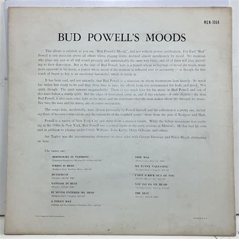 Yahoo Lp Bud Powell Bud Powell S Moods Mgn