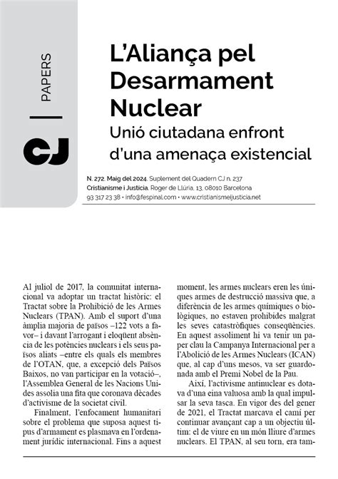 Lalian A Pel Desarmament Nuclear Uni Ciutadana Enfront Duna Amena A