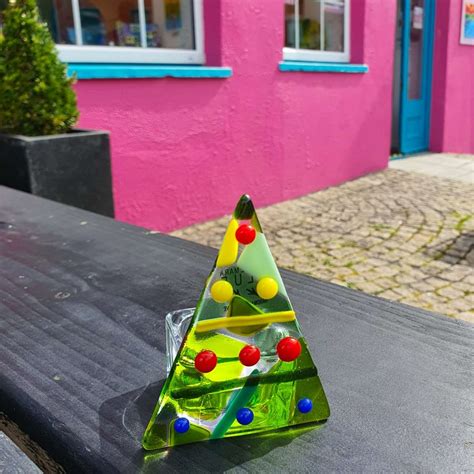 Christmas Tree Fused Glass Tealight Holder Connemara Blue