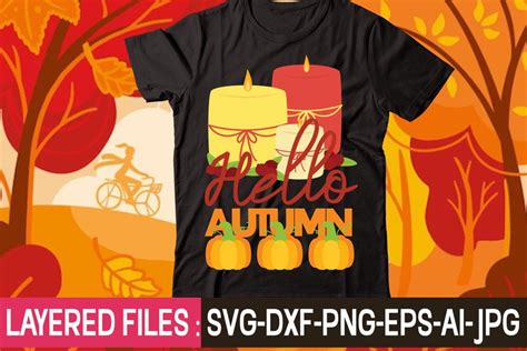 Hello Autumn T Shirt Design Thanksgiving Svg Bundle Autumn Svg Bundle