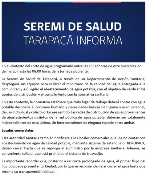 Seremi Salud Tarapacá on Twitter Diario laestrellaiqq Nota