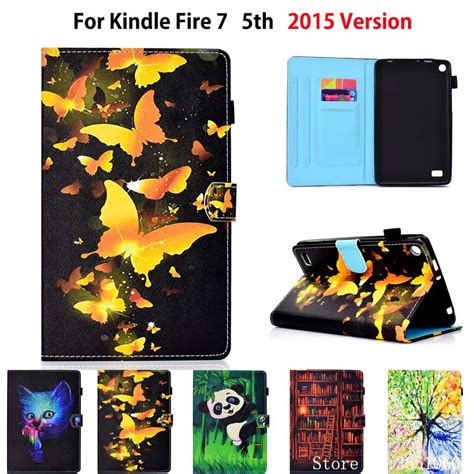 Case For Amazon Kindle Fire 7 2015 5th Generation Cover Panda Butterfly