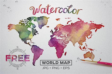 Free Watercolor World Map Free Design Resources