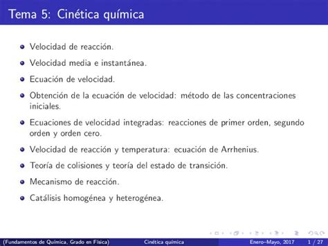 PDF Tema 5 Cin Etica Qu Mica UAM 2017 1 23 Tema 5 Cin