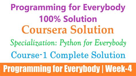 Coursera Programming For Everybody Getting Started With Python