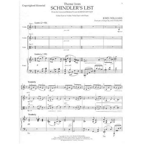 Schindler S List Theme Piano And Violin Duet Sheet Music