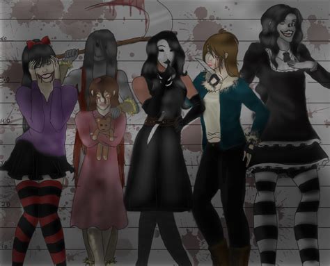 Creepypasta Lineup Girls 1 By Fnaftmntcp4 Scary Creepypasta Slenderman