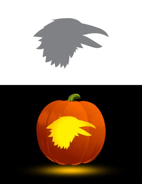 Printable Crow Head Pumpkin Stencil