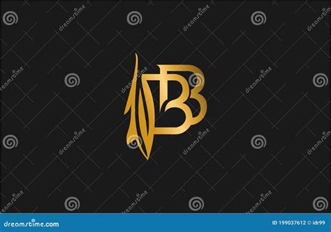 Elegante Letra Bb Flouriked Monograma Golden Logotipo Stock De