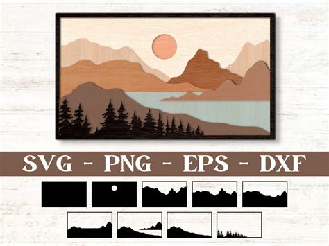 Layered Mountain Scene Svg Cut File For Laser Cutting And Cricut Cnc