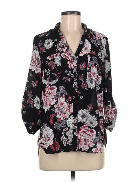 Fortune Ivy 100 Polyester Color Block Floral Black Long Sleeve