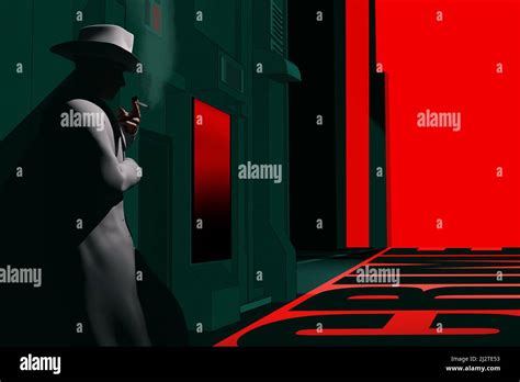3d render illustration of noir style detective or gangster male in suit ...