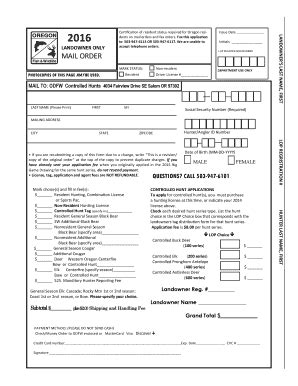 Fillable Online Dfw State Or 2016 Issue Date To 503 947 Dfw State Or