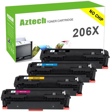 A AZTECH NO Chip 4 Pack Compatible Toner Cartridge For HP W2110X 206X