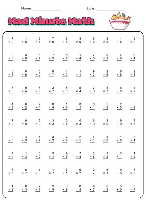 Mad Minute Math Addition 6