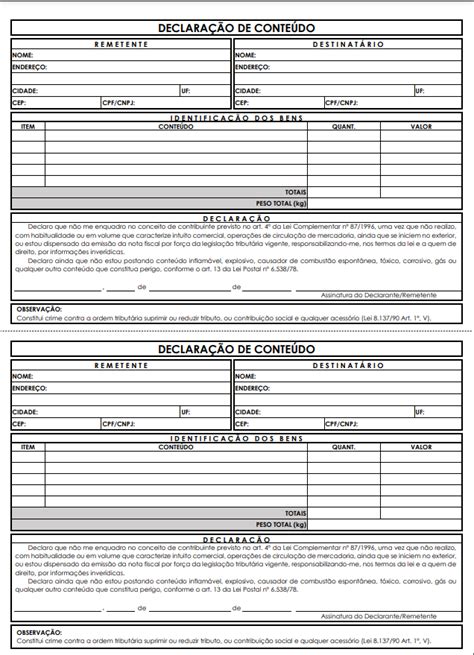 Declaração de conteúdo dos Correios veja como fazer
