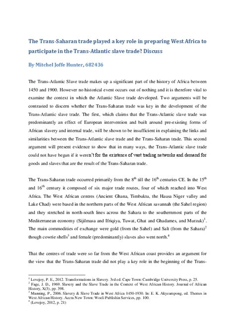 (DOC) The relationship between the Trans-Saharan trade and the Trans ...