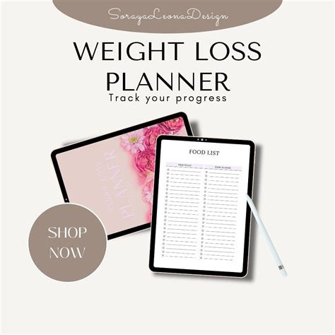 Weight Loss Tracker Printable Digital Fitness Goal Journal Weight Loss Motivation Planner