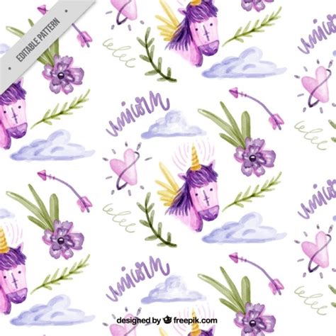 Motif Belle Aquarelle De Licorne Vecteur Premium