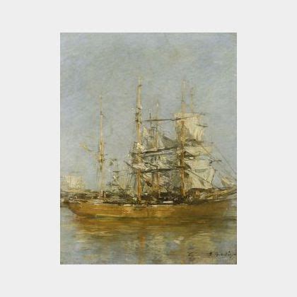 Sold At Auction Eugene Boudin French Voilier Au Port